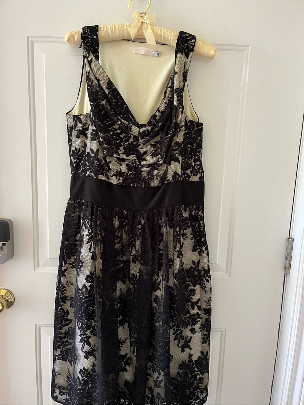 Black Floral Lace Overlay Cocktail Dress